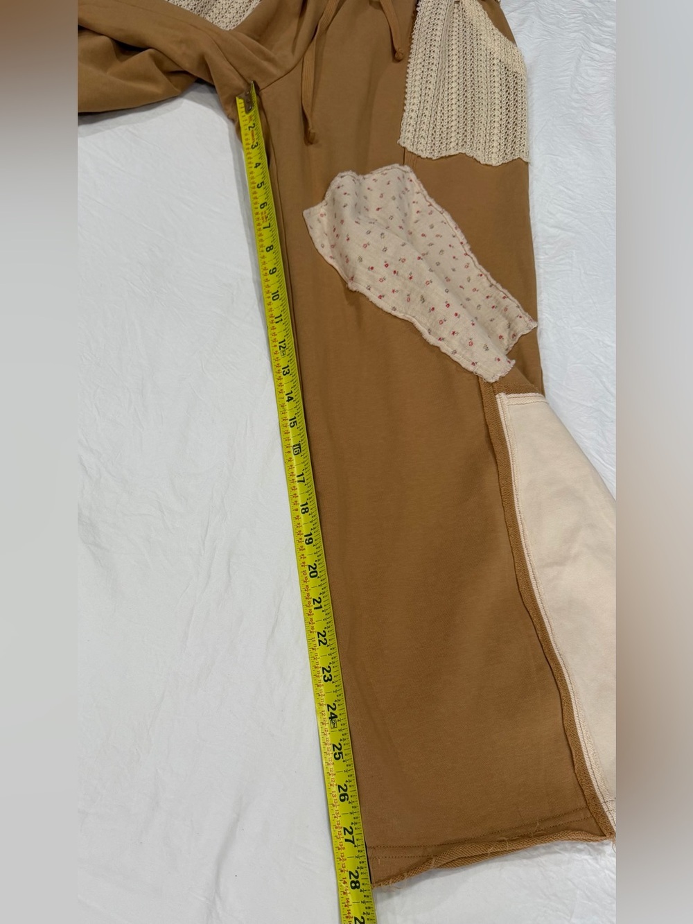 Casual Wide-Leg Patchwork Lounge Pants in Camel - Picture 8 of 12
